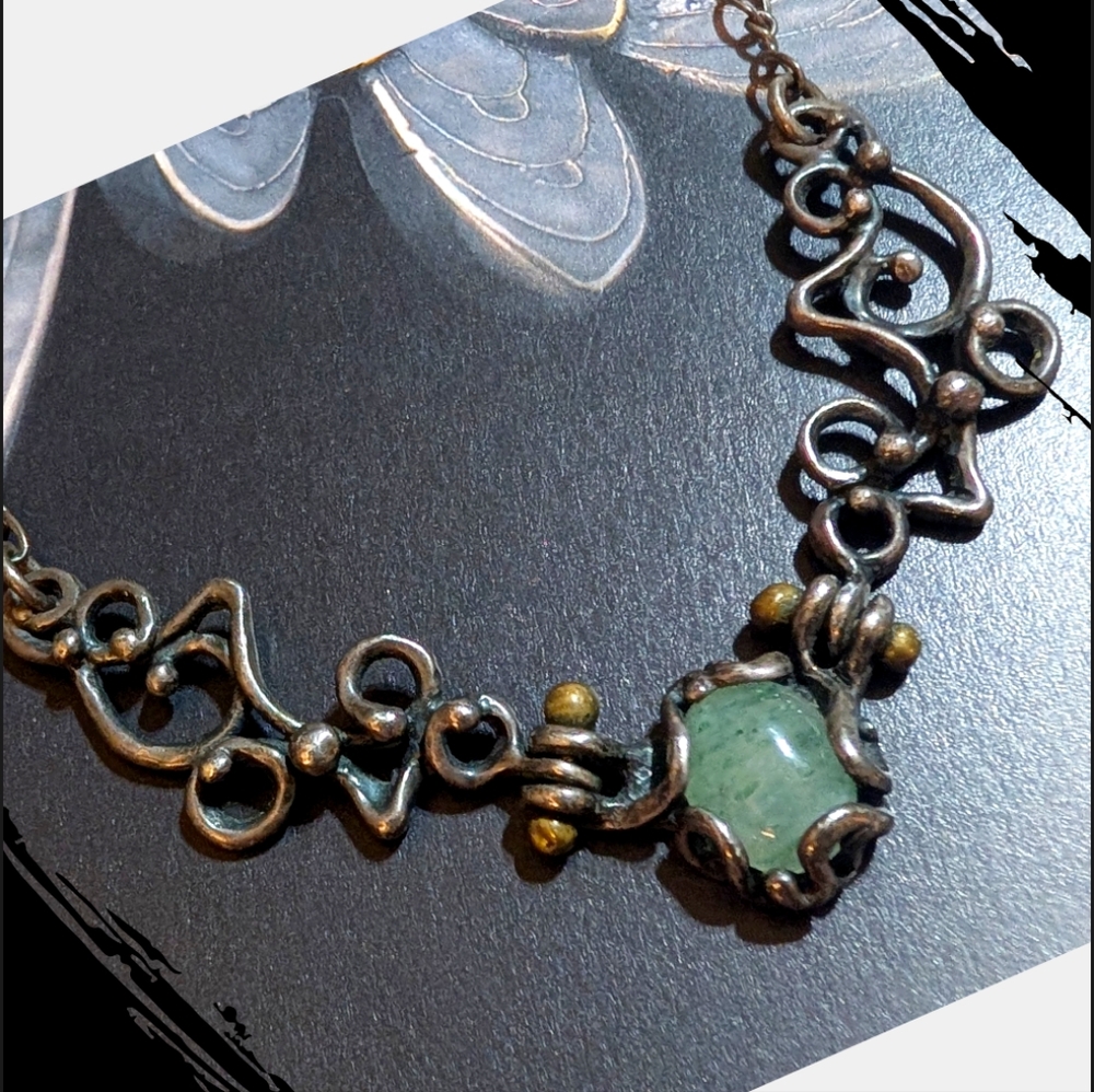 Jack Boyd 70s Aventurine Sterling Bronze Necklace - Picture 7 of 8